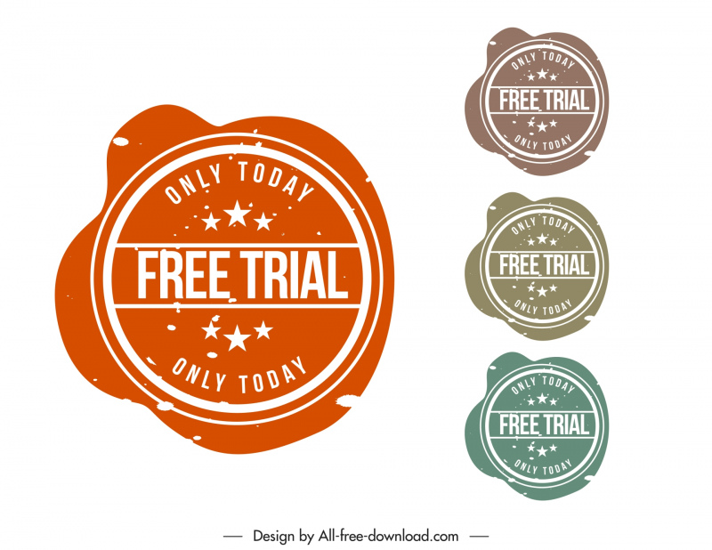 free trial stamps collection flat classical stars circles