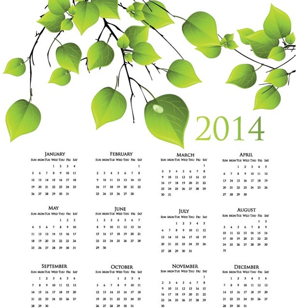 Free vector14 nature calendar template Free vector in Encapsulated ...