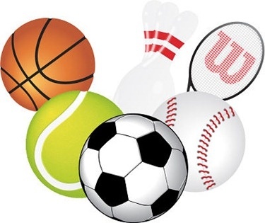 sports stuffs icons collection closeup colored style