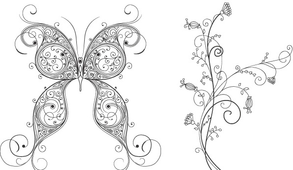 Free vector butterfly and flower