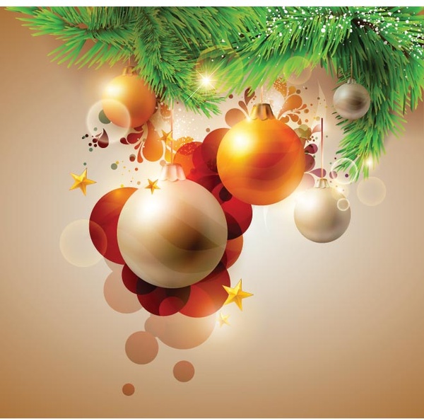 Free vector christmas ball hanging in fir xmas background Free vector ...