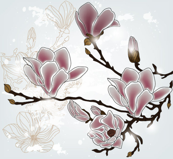 free vector exquisite with flowers 
