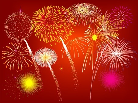 sparkling fireworks background colorful flat design