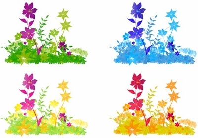 flowers push icons colorful decoration style