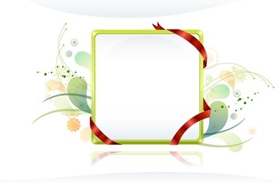 shiny plain frame design with red ribbon