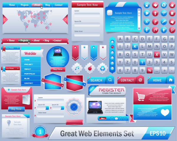 free vector great web elements complete set