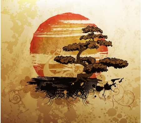 Free vector illustration with bonsai