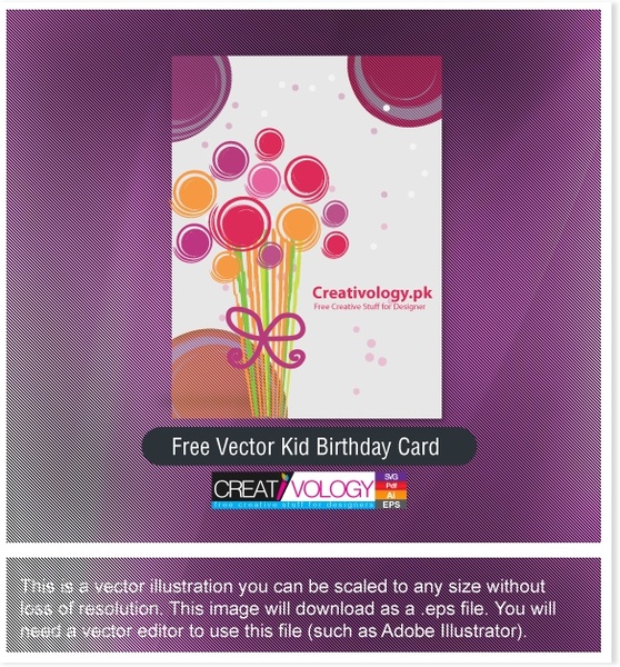 Free Vector Kid Birthday Card  