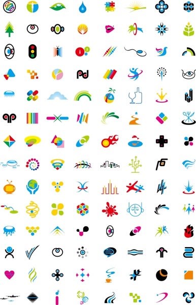 graphic icons collection various colorful symbol elements