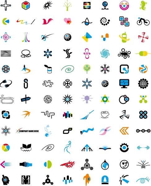 logotypes collection design various colorful shaped icons isolation