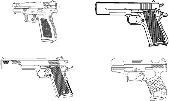 Free vector set of guns 