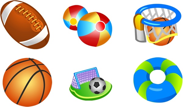 sport icons collection 3d colorful cartoon design
