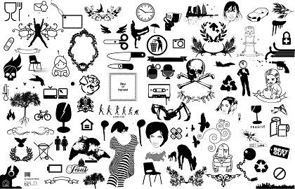 various icons collection black white design