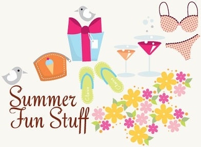 summer fun stuffs design elements various colored symbols