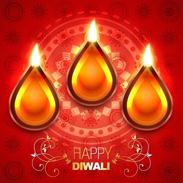 Free vector top view of diya happy diwali greeting card Free vector in ...