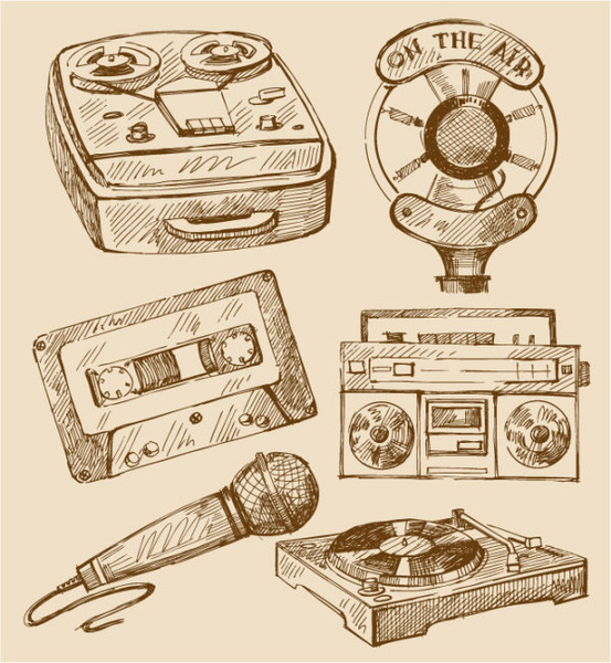 free vector vintage recorder microphone