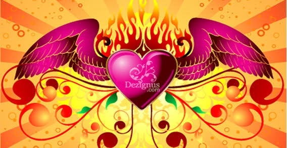 Free winged heart vector