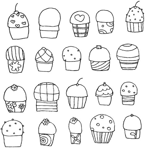 Freehand Vector Cupcakes 