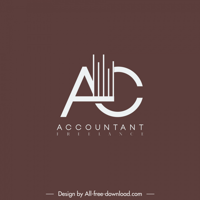 freelance accountant logo template flat contrast stylized text design 