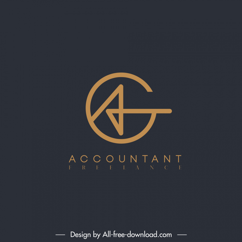 freelance accountant logotype circle stylized texts design 