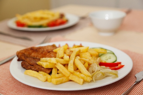 french fries and steak