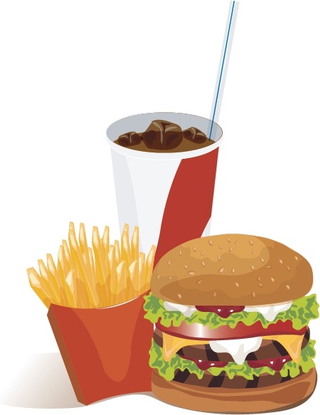 french fries hamburger cola vector