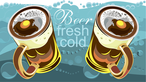 fresh cold beer vintage background vector