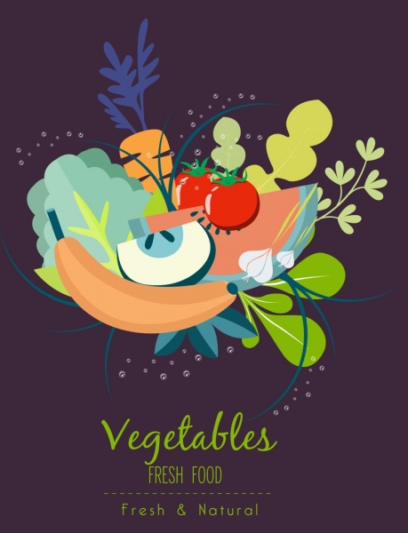fresh food advertising banner vegetable fruit icons decoration