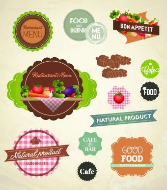fresh food labels design vector