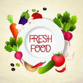 fresh food labels design vector