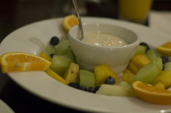fresh fruit and yogurt platter