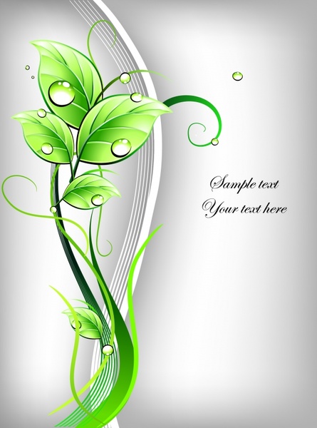 nature background green wet leaves icon curves decor