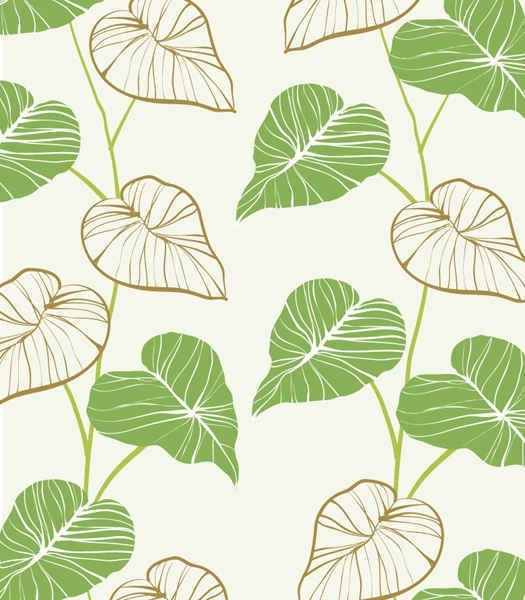 Fresh hand-painted leaves vector background