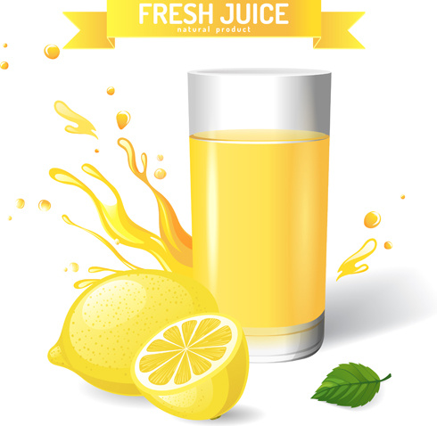 fresh lemon juice creative design vector 