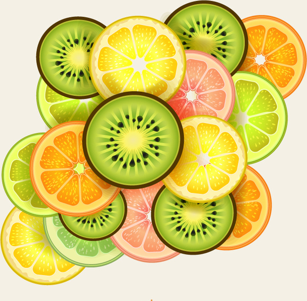 fresh sliced fruit vector