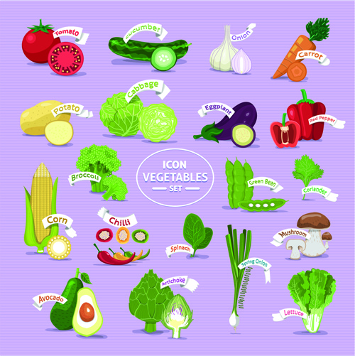 fresh vegetables creative icons vector
