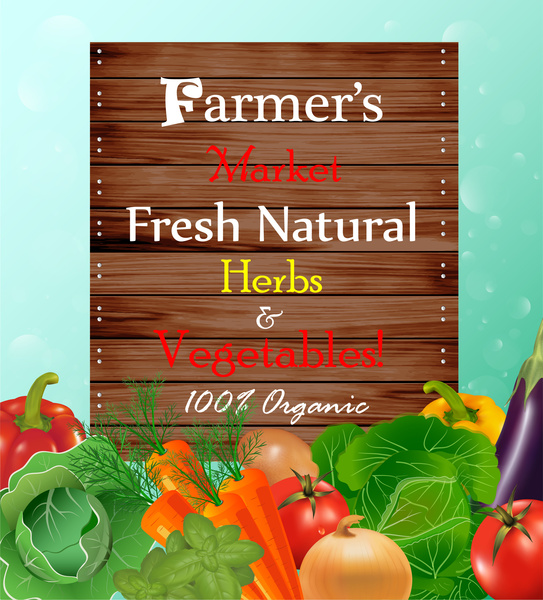 fresh vegetables promotion banner illustration with realistic style