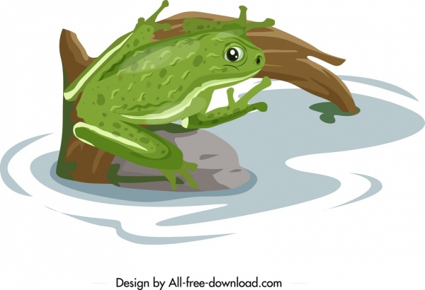 frog wild animal painting colored cartoon sketch