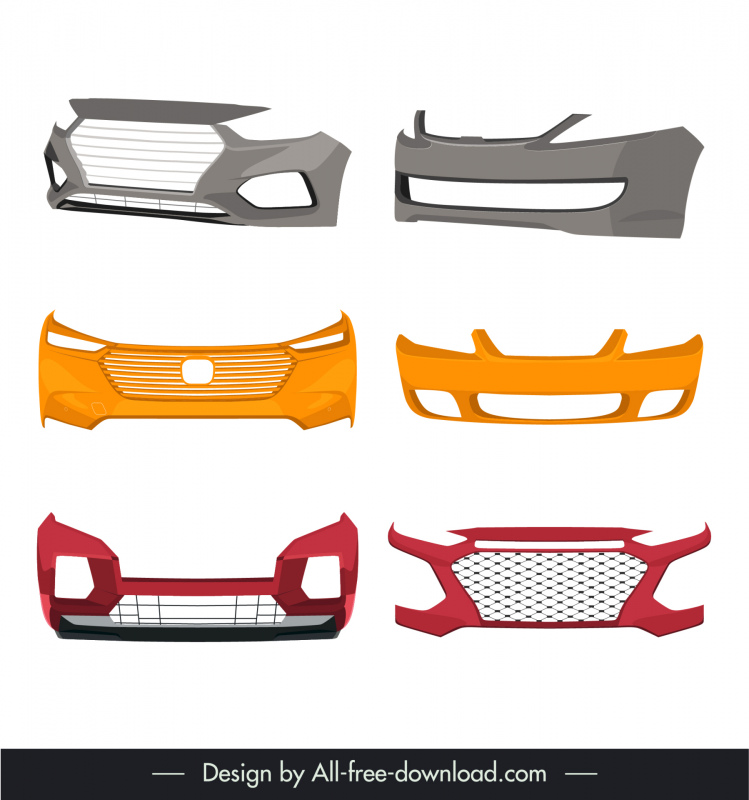 front bumper car parts design elements modern shapes sketch 