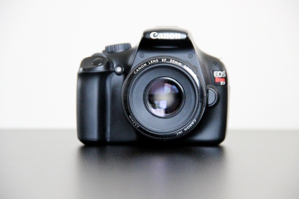 front of canon dslr camera