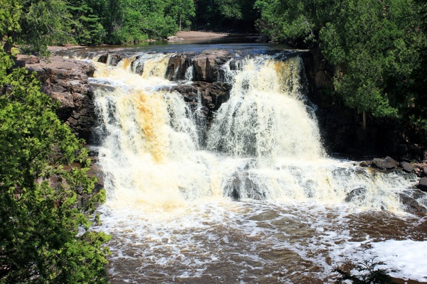 front view of the first falls at gooseberry falls state park minnesota