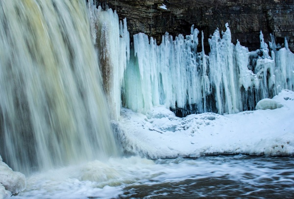 frozen falls landscape at wequiock falls wisconsin free stock photo 