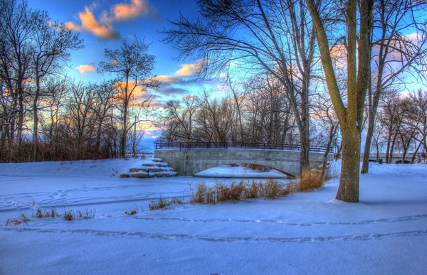 frozen pond at tenney park in madison wisconsin