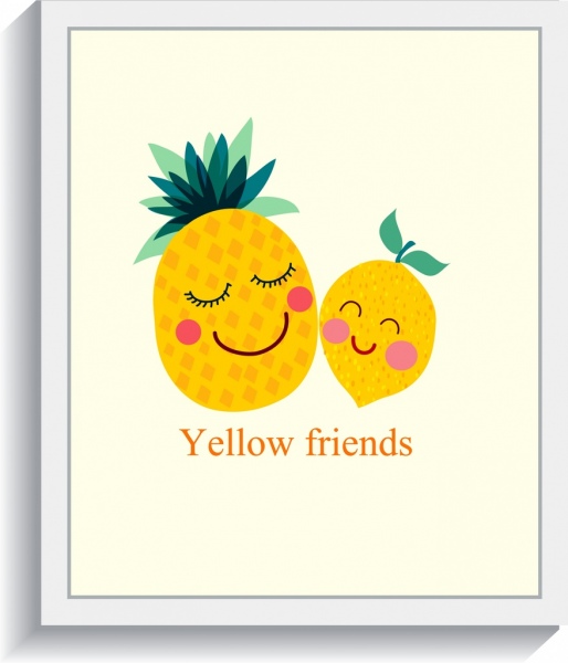 fruit background cute stylized pineapple icons decor