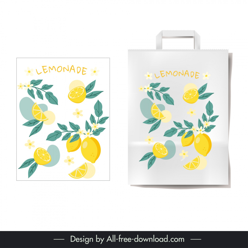 fruit bag design elements classic lemonade leaves flowers decor