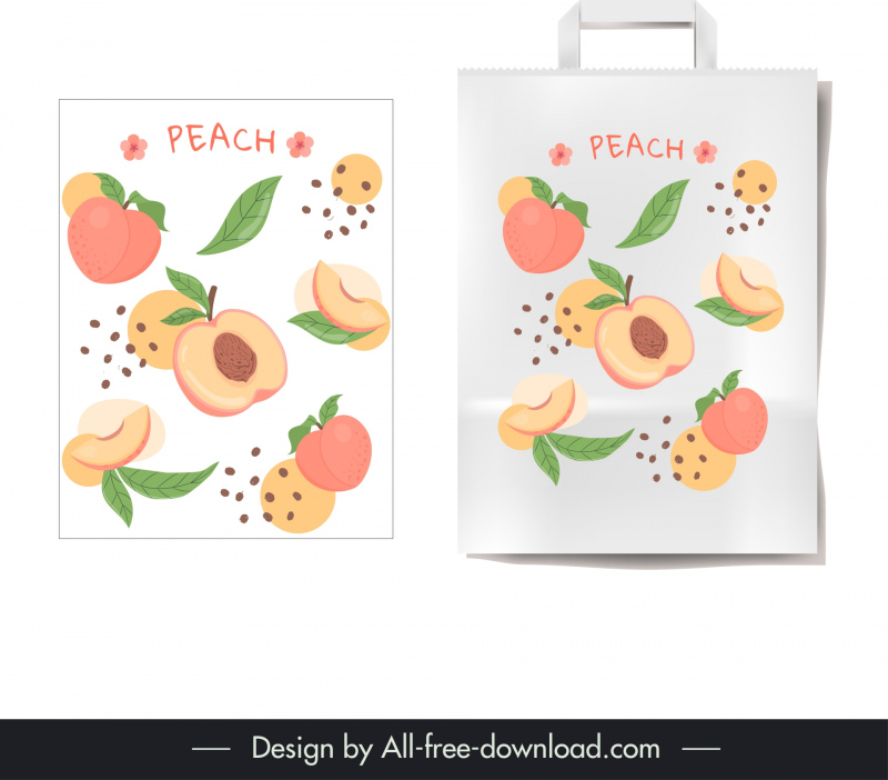 fruit bag tempalte classical peach elements 