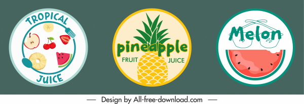 fruit juice sticker templates bright flat classical sketch