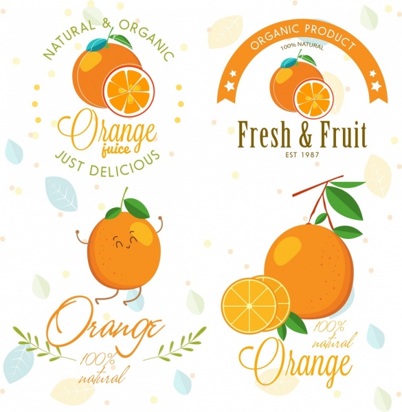 fruit logotypes templates orange icons