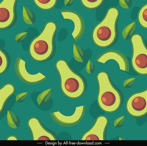 fruit pattern avocado sketch flat classic repeating