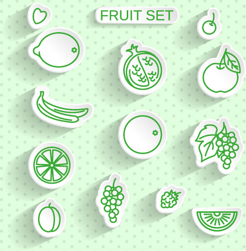 fruit stickers vector